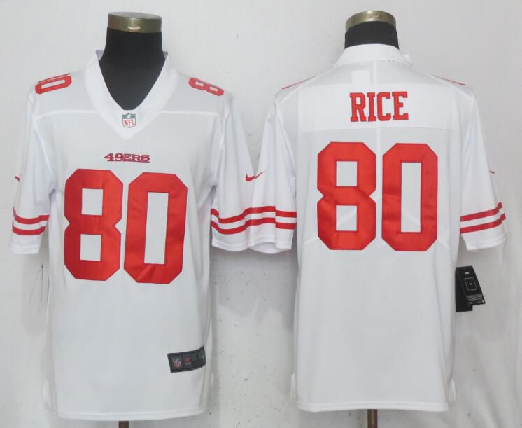 Men San Francisco 49ers 80 Rice White Vapor Untouchable Limited Player Nike NFL Jerseys